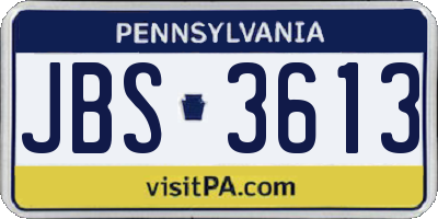 PA license plate JBS3613