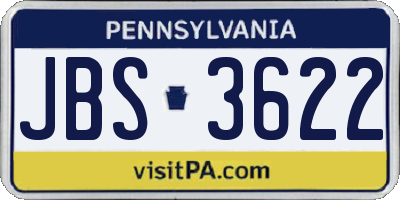 PA license plate JBS3622