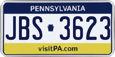 PA license plate JBS3623