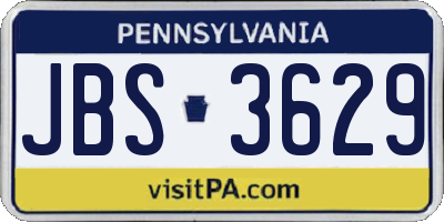 PA license plate JBS3629