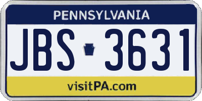 PA license plate JBS3631