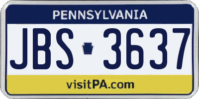 PA license plate JBS3637