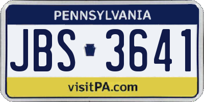 PA license plate JBS3641