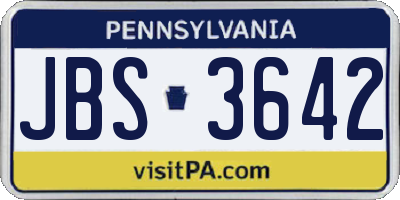 PA license plate JBS3642