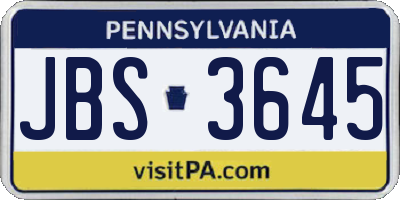 PA license plate JBS3645