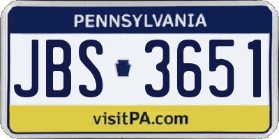 PA license plate JBS3651