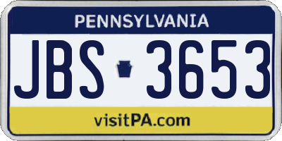 PA license plate JBS3653