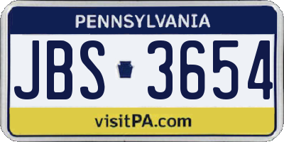 PA license plate JBS3654