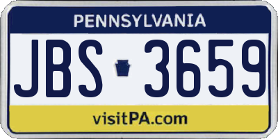 PA license plate JBS3659