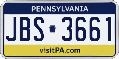 PA license plate JBS3661