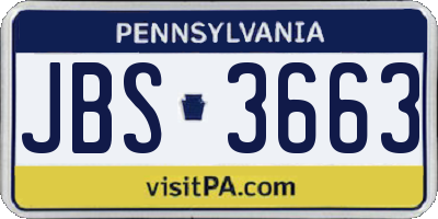 PA license plate JBS3663