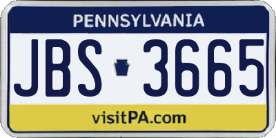 PA license plate JBS3665