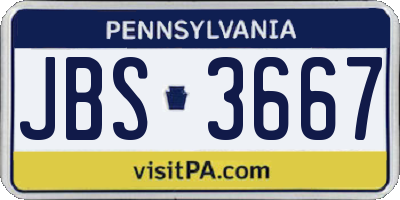 PA license plate JBS3667