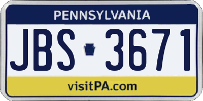 PA license plate JBS3671