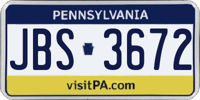 PA license plate JBS3672