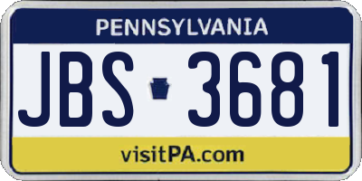 PA license plate JBS3681