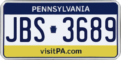 PA license plate JBS3689