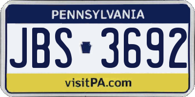 PA license plate JBS3692