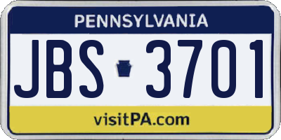 PA license plate JBS3701