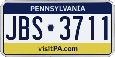 PA license plate JBS3711