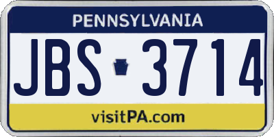 PA license plate JBS3714