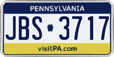 PA license plate JBS3717