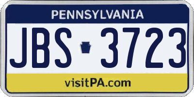 PA license plate JBS3723
