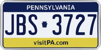 PA license plate JBS3727