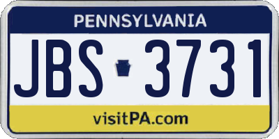 PA license plate JBS3731