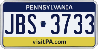 PA license plate JBS3733
