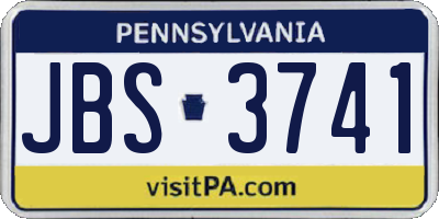 PA license plate JBS3741