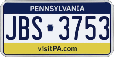 PA license plate JBS3753