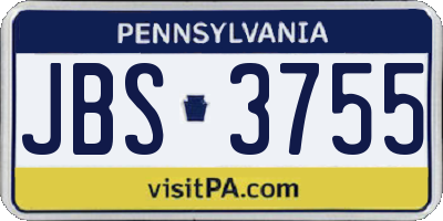 PA license plate JBS3755