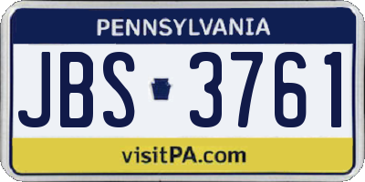 PA license plate JBS3761