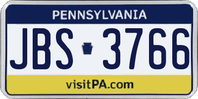 PA license plate JBS3766