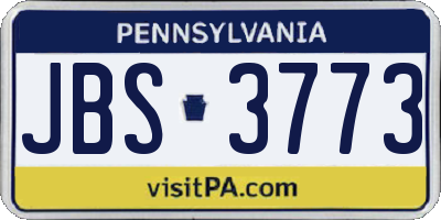PA license plate JBS3773