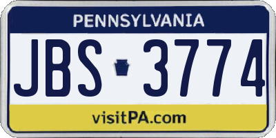 PA license plate JBS3774