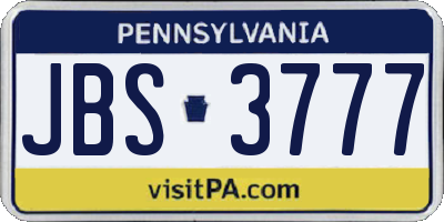 PA license plate JBS3777