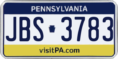 PA license plate JBS3783