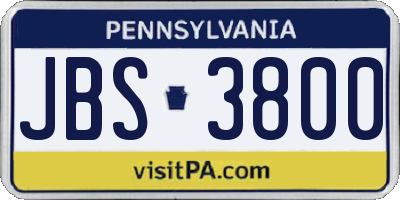 PA license plate JBS3800