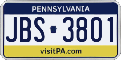 PA license plate JBS3801