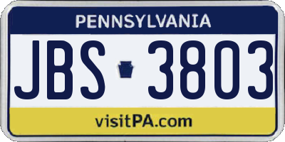PA license plate JBS3803
