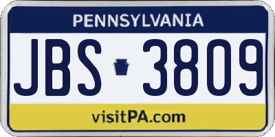 PA license plate JBS3809