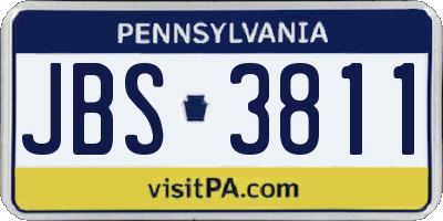 PA license plate JBS3811
