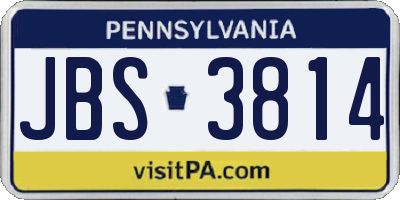 PA license plate JBS3814