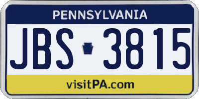 PA license plate JBS3815