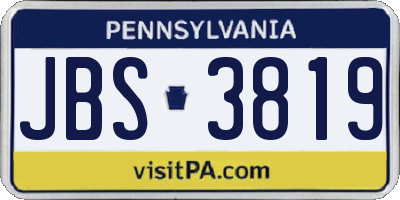 PA license plate JBS3819