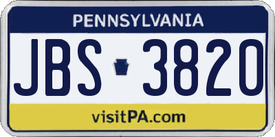 PA license plate JBS3820