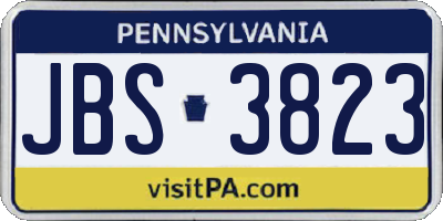 PA license plate JBS3823
