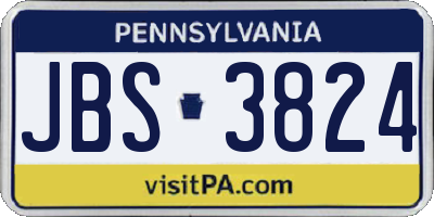 PA license plate JBS3824